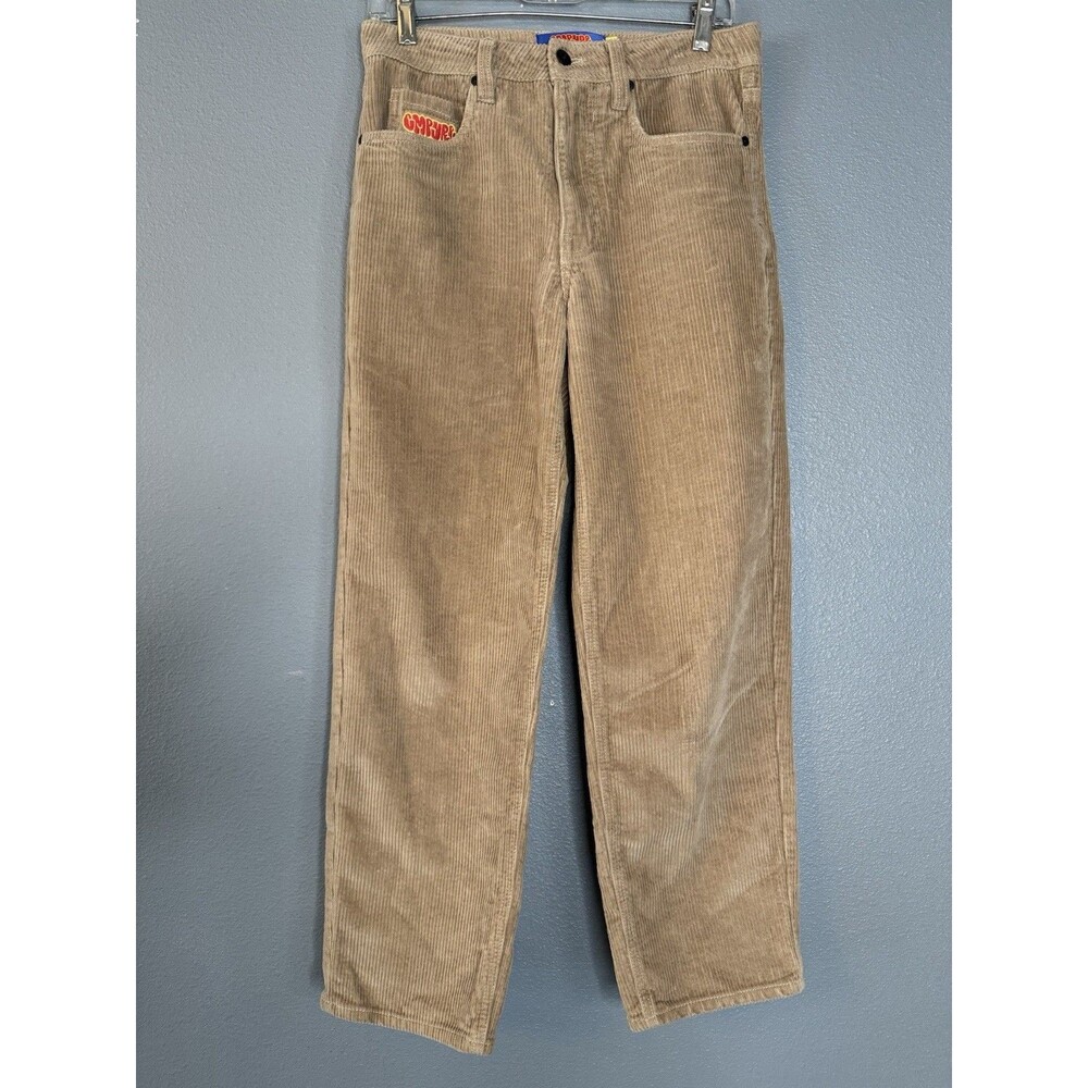 Empyre Corduroy Pants Tan Beige Size 28 Wide Wale Cotton Straight Leg Skate
